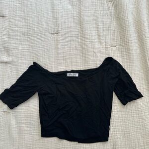 Black Off-Shoulder Crop  Top